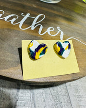 Load image into Gallery viewer, Mardi Gras Heart Studs