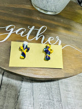 Load image into Gallery viewer, Mardi Gras Cross Studs