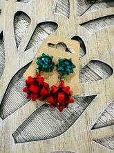 Load image into Gallery viewer, Dangling Christmas Bow Earrings