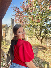 Load image into Gallery viewer, Big BOWED in Red Top