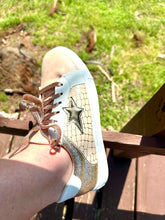 Load image into Gallery viewer, Gold Glitter Star Lace-up Sneakers
