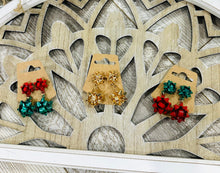 Load image into Gallery viewer, Dangling Christmas Bow Earrings