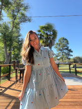 Load image into Gallery viewer, Jeweled Out in Denim Dress