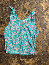 Load image into Gallery viewer, Turquoise Paisley Flutter Top