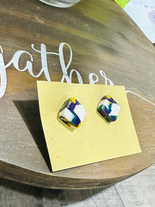 Mardi Gras Square Studs
