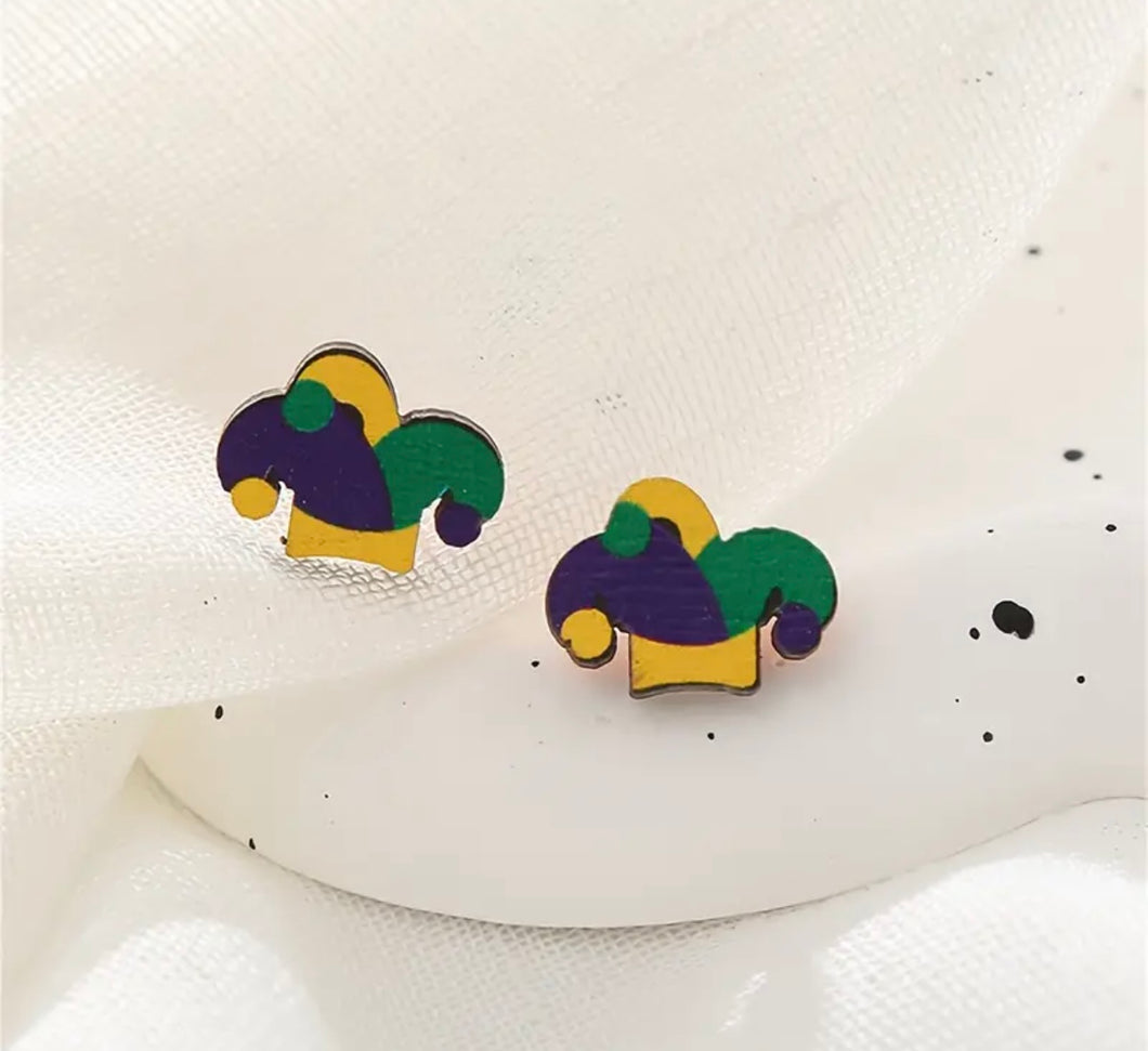Mardi Jester Wood Studs