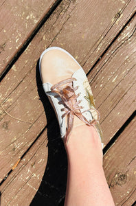 Gold Glitter Star Lace-up Sneakers