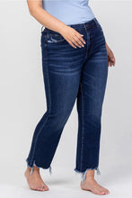 Load image into Gallery viewer, Plus Size High Rise Distressed Hem Kick Flare Jeans