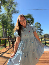 Load image into Gallery viewer, Jeweled Out in Denim Dress