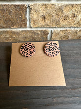 Load image into Gallery viewer, Leopard Circle Clay Studs