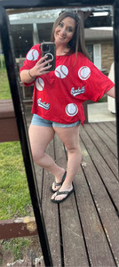 Summer Baseball Sequins Short Sleeve Tee