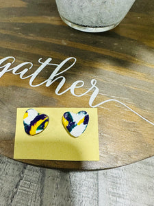 Mardi Gras Heart Studs