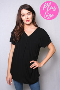 Black Deep V Neck Top