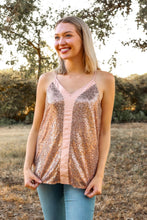 Load image into Gallery viewer, Stop The Show Sequin Tank in Rose Gold