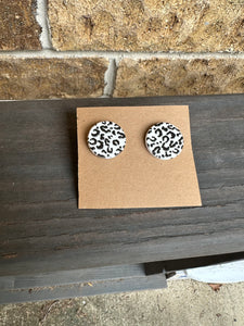 Leopard Circle Clay Studs