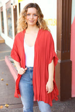 Load image into Gallery viewer, Rust Crinkle Ruffle Hem Dolman Kimono