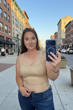 Load image into Gallery viewer, Ribbed Taupe Crop Tank