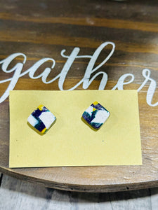 Mardi Gras Square Studs