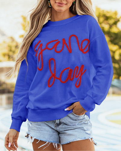 Royal Blue Tinsel Game Day Sweatshirt