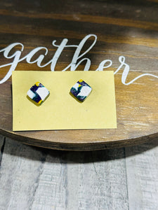 Mardi Gras Square Studs
