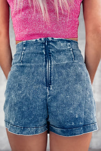 Blue Denim Acid Wash Skort