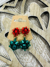 Load image into Gallery viewer, Dangling Christmas Bow Earrings