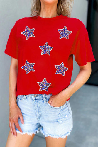 Red Sequin Stars on the 4th Tee