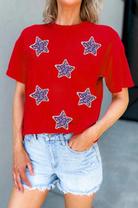 Red Sequin Stars on the 4th Tee