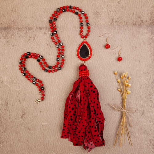 Cow Hide Tassel Necklace