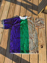Load image into Gallery viewer, Sequined Mardi Gras Striped Tee