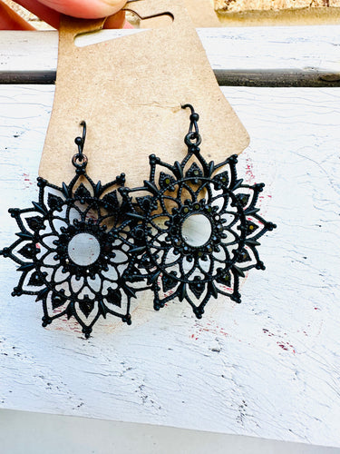 Black Sunburst Earrings
