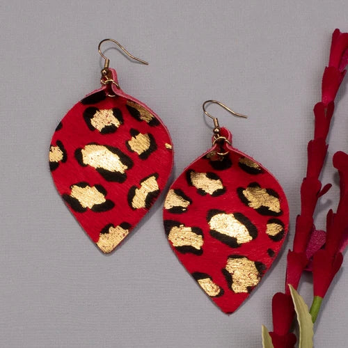 Red Leopard Earrings