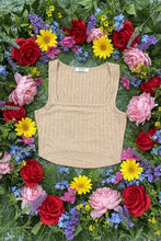 Load image into Gallery viewer, Ribbed Taupe Crop Tank