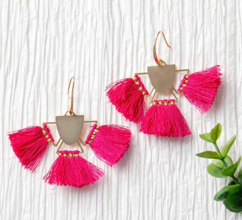 FREE SPIRIT TASSEL EARRINGS, FUCHSIA