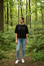 Load image into Gallery viewer, Black Oversized Ribbed Top