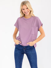 Load image into Gallery viewer, Lavender Ribbed Pocket Top