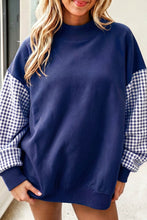 Load image into Gallery viewer, NAVY PLAID MOCK NECK SWEAT PERSONALIZED