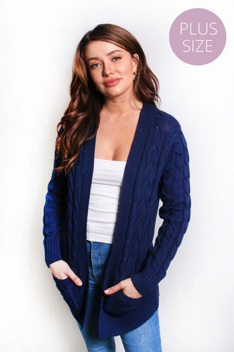 Navy Cable Knit Cardigan