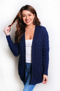 Navy Cable Knit Cardigan