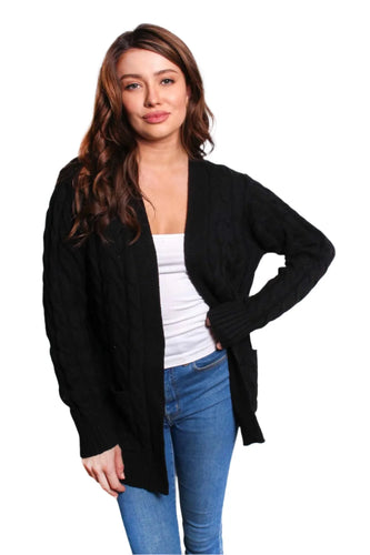 Black Cable Knit Cardigan