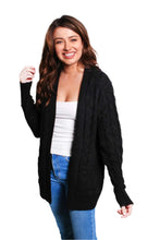 Load image into Gallery viewer, Black Cable Knit Cardigan