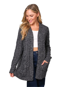 Gray Cable Knit Cardigan