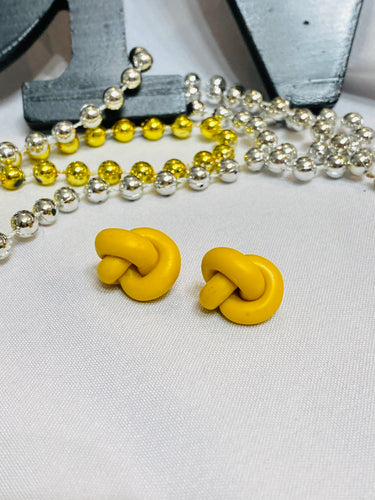 Knot of Yellow Clay Stud Earrings