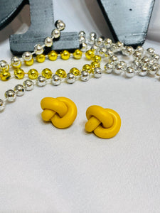 Knot of Yellow Clay Stud Earrings