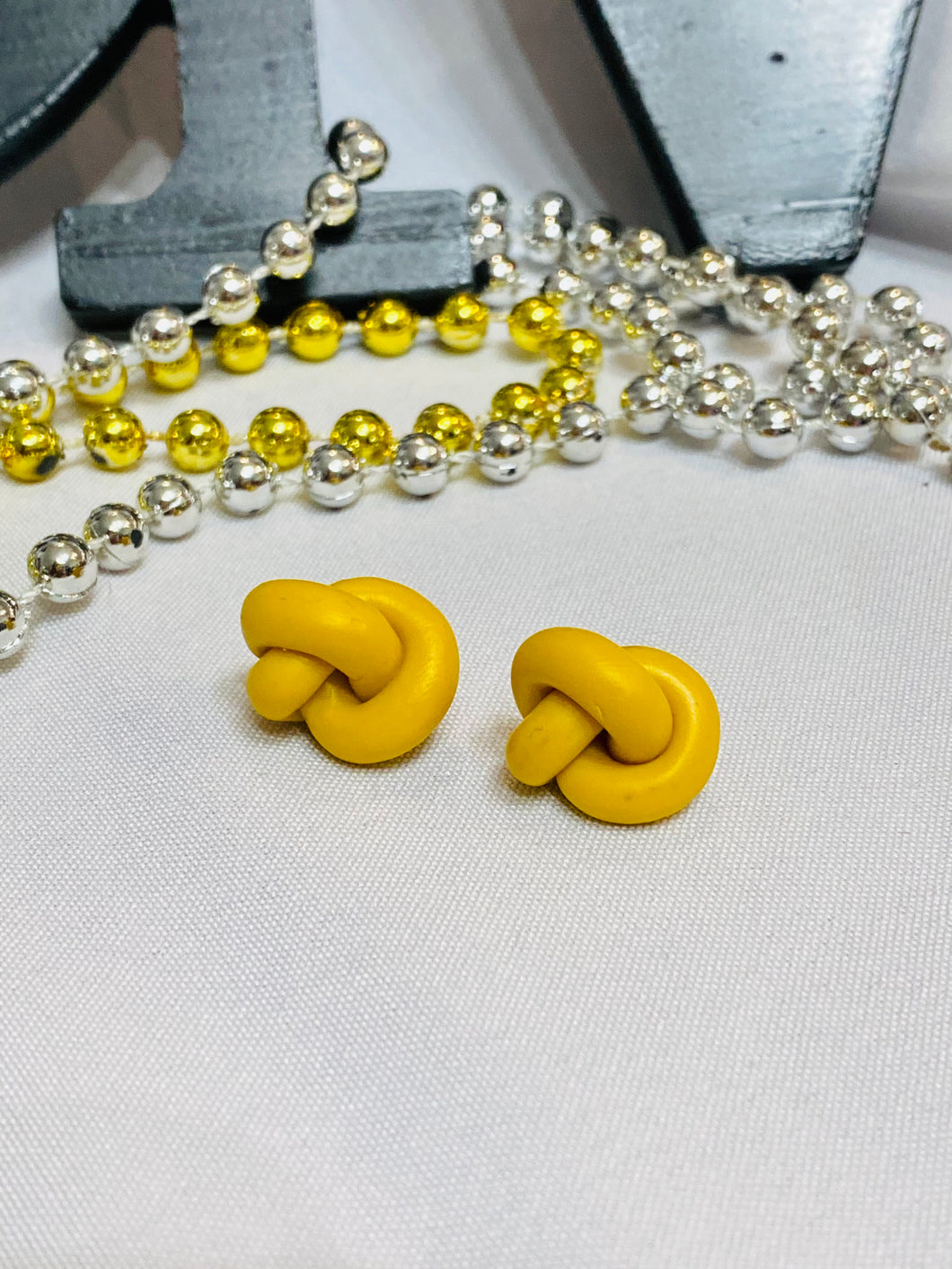 Knot of Yellow Clay Stud Earrings