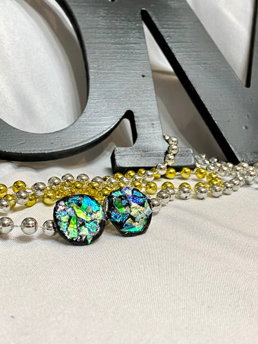 Iridescent Circle Clay Earrings