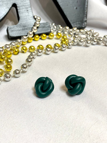 Knot of Green Clay Stud Earrings
