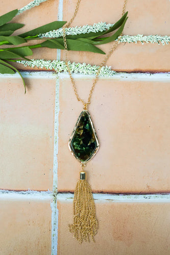 POINT TAKEN GOLDTONE TASSEL NECKLACE AND EARRINGS Set
