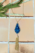Load image into Gallery viewer, POINT TAKEN GOLDTONE TASSEL NECKLACE AND EARRINGS Set