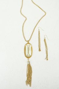 CLEAR SOLADA GOLDTONE TASSEL NECKLACE AND EARRINGS Set